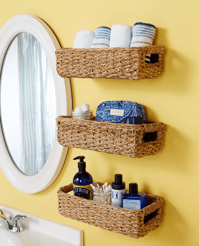 Basket shelves for towel