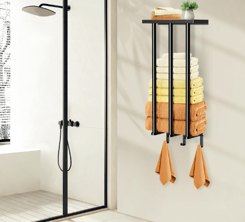 Towel Storage with Metal Shelf